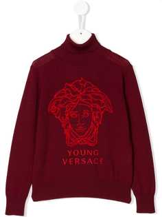 Young Versace джемпер с головой Медузы и логотипом вязки интарсия