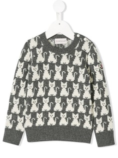 Moncler Kids свитер с узором с котами