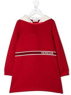 Moncler Kids платье с капюшоном и вышитым логотипом