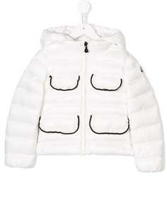Moncler Kids пуховик с контрастной отделкой