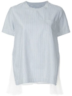 Sacai полосатая рубашка с короткими рукавами