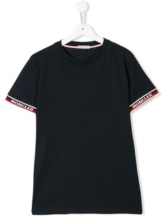 Moncler Kids футболка с логотипом и жаккардовой отделкой