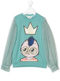 Fendi Kids толстовка с принтом и прозрачными рукавами