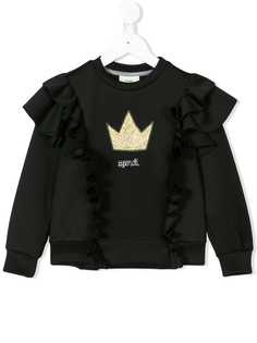 Fendi Kids толстовка с оборками и изображением короны с блестками
