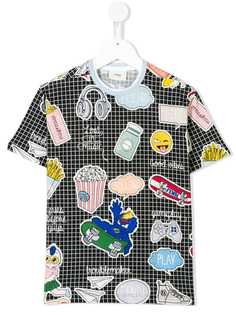 Fendi Kids футболка в клетку с принтом