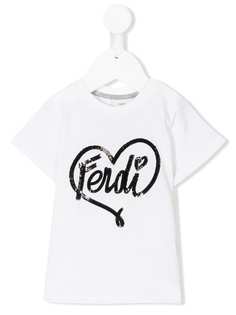 Fendi Kids футболка с логотипом с пайетками