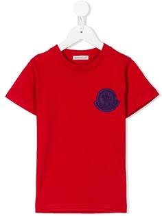 Moncler Kids футболка с контрастной заплаткой с логотипом