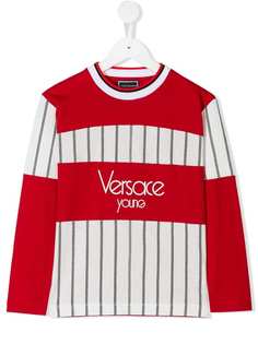 Young Versace футболка в полоску с принтом