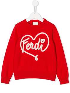 Fendi Kids свитер с нашивкой логотипа