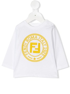 Fendi Kids топ с нашивкой логотипа и длинными рукавами