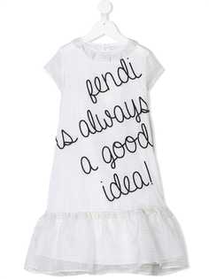 Fendi Kids декорированное платье с короткими рукавами