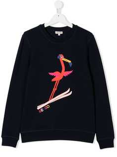 Kenzo Kids толстовка с принтом фламинго на лыжах