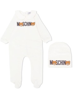 Moschino Kids комплект из ромпера и шапки бини с логотипом