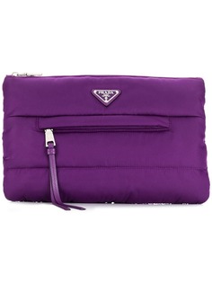Prada дутый клатч с бляшкой с логотипом