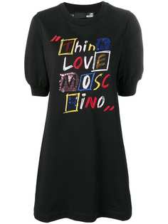 Love Moschino платье-толстовка с вышитым слоганом