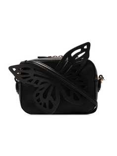 Sophia Webster black flossy leather camera bag