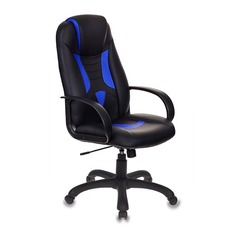 Кресло игровое БЮРОКРАТ Viking-8, на колесиках, искусственная кожа [viking-8/bl+blue]