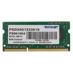 Модуль памяти PATRIOT PSD34G133381S DDR3 - 4Гб 1333, SO-DIMM, Ret Патриот