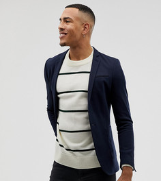 Темно-синий трикотажный блейзер супероблегающего кроя ASOS DESIGN Tall - Темно-синий
