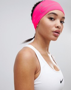 Повязка на голову с логотипом-галочкой Nike Dri-Fit - Розовый