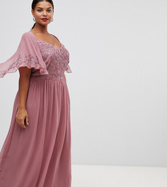 Платье макси с короткими рукавами и отделкой Lovedrobe Luxe - Розовый
