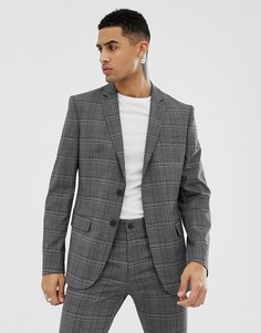 Серый приталенный пиджак в клетку New Look - Серый