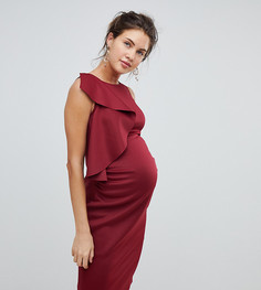 Платье с оборками и высоким воротом True Violet Maternity - Красный