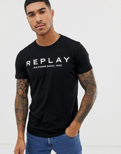 Черная футболка с логотипом Replay - Черный
