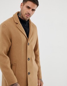 Светло-коричневое шерстяное пальто Pull&Bear - Рыжий