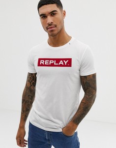 Белая футболка с круглым вырезом и логотипом Replay - Белый