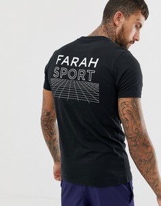 Черная футболка с логотипом на спине Farah Sport - Черный