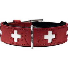 Ошейник Hunter Collar Swiss 32 (24-28см) кожа красный/черный для собак