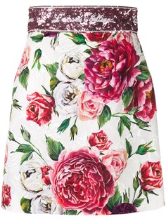 Dolce & Gabbana мини-юбка с принтом роз