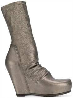 Rick Owens ботильоны на платформе с носочной вставкой и металлическим отблеском