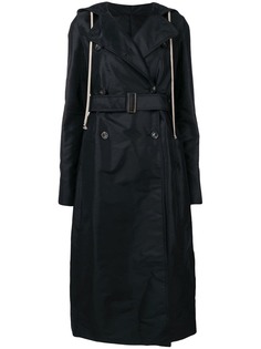 Rick Owens тренч с капюшоном на шнурке