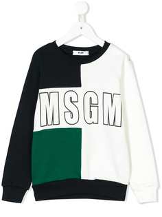 Msgm Kids толстовка дизайна колор-блок с логотипом