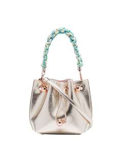 Sophia Webster champagne metallic Romy mini leather bucket bag