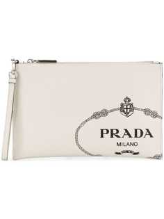 Prada brand logo clutch