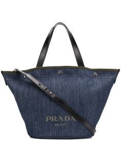 Prada denim shopping tote