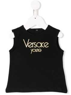 Young Versace logo print tank top