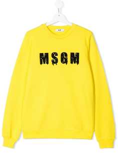 Msgm Kids декорированный свитер с логотипом