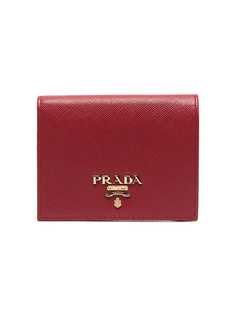 Prada red leather logo wallet