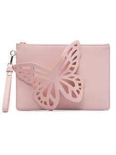 Sophia Webster pink Flossy Butterfly cotton-blend clutch
