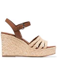 Prada beige Raffia 105 leather wedges