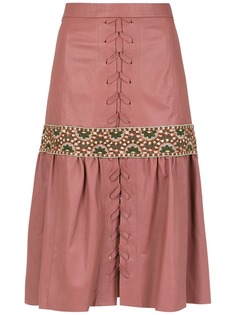 Clé leather midi skirt