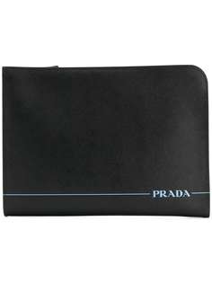 Prada logo print laptop bag