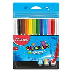 Фломастеры Maped COLORPEPS OCEAN 845724 супер-смываемые 10цв. заблокированный пишущий узел пакет с 12 шт./кор.