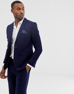 Синий узкий пиджак в тонкую полоску Harry Brown - Синий