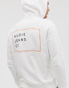 Свитшот с капюшоном и логотипом Nudie Jeans Co Emmet - Белый