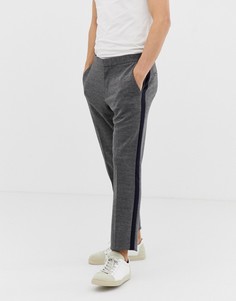 Серые трикотажные брюки скинни с полосками по бокам Burton Menswear - Серый